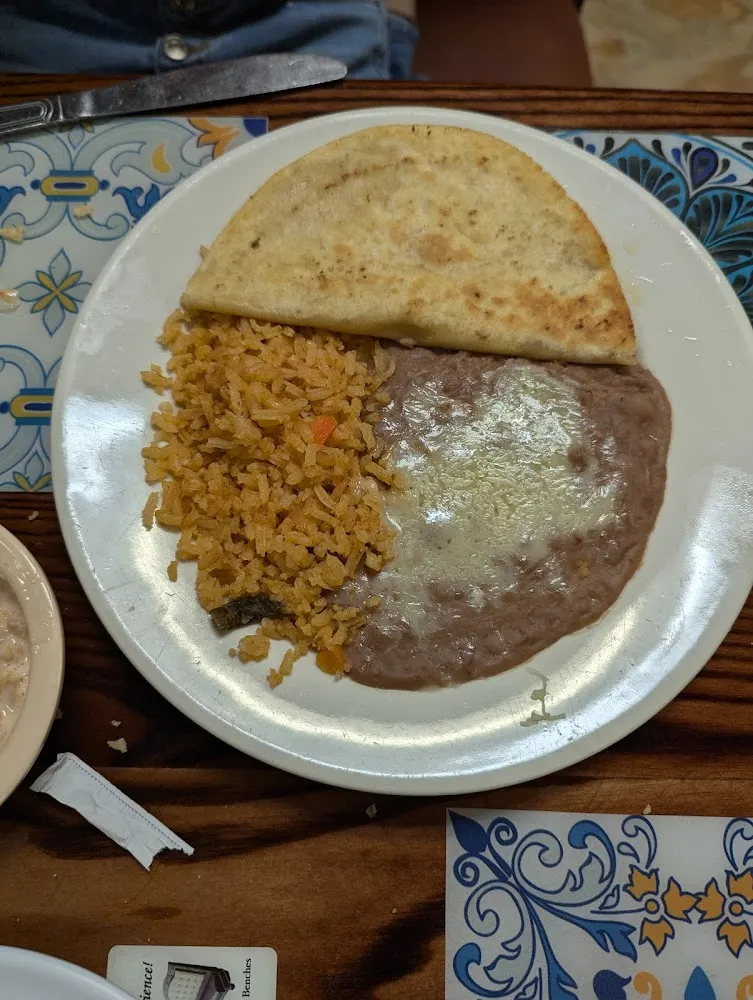 Children's Cheese Quesadilla with Rice and Beans