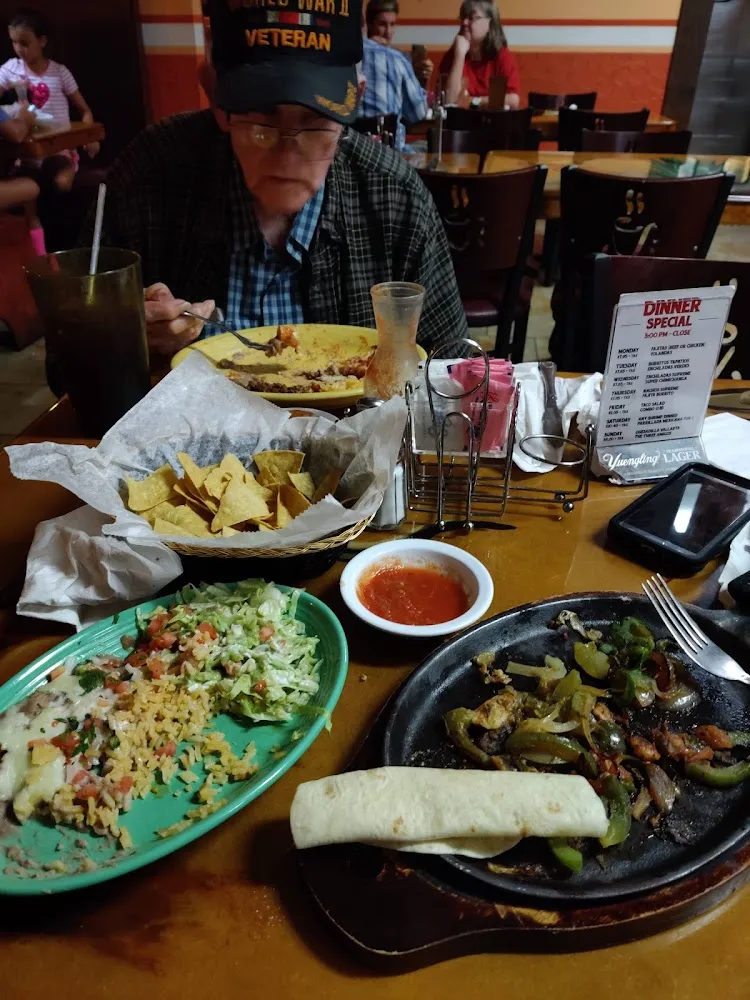 Fajitas with Guaca Salad and Rice and Beans
